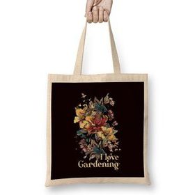 Humuts Love Gardening Gardener Garden Botanical Landscaper Plants Uzun Saplı Açık Bej Bez Çanta