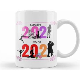 Humuts Love Girl Yoga Goodbye 2021 Hello 2022 for Beyaz Kupa