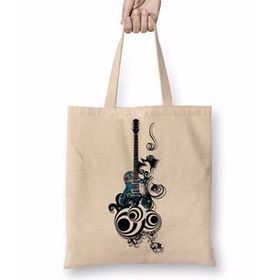 Humuts Love Guitar Fantastik Gitar Uzun Saplı Açık Bej Bez Çanta