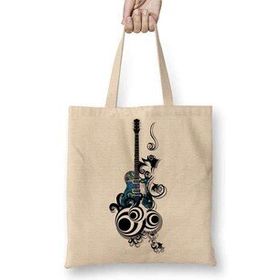 Humuts Love Guitar Fantastik Gitar Uzun Saplı Açık Bej Bez Çanta