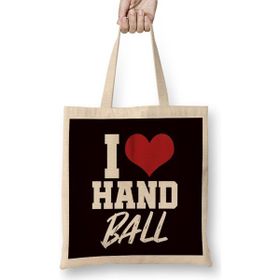 Humuts Love Handball Handballer Heart Ball Sports Team Coach Game Uzun Saplı Açık Bej Bez Çanta