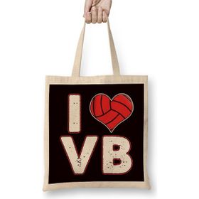 Humuts Love Heart Volleyball Player Ball Sports Coach Team Setter Uzun Saplı Açık Bej Bez Çanta