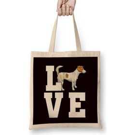 Humuts Love Jack Russel Terrier Owner Dogs Dog Puppy Uzun Saplı Açık Bej Bez Çanta