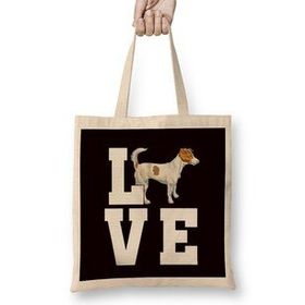 Humuts Love Jack Russel Terrier Owner Dogs Dog Puppy Uzun Saplı Açık Bej Bez Çanta