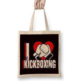 Humuts Love Kickboxing Kickboxer Fighting Mma Martial Arts Sports Uzun Saplı Açık Bej Bez Çanta