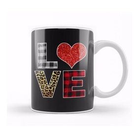 Humuts Love Leopard Buffalo Plaid Family Aniversary Matching Beyaz Kupa
