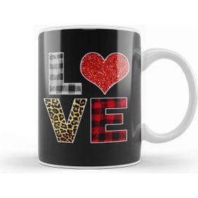 Humuts Love Leopard Buffalo Plaid Family Aniversary Matching Beyaz Kupa
