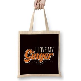 Humuts Love My Ginger Girl Boyfriend Girlfriend Redhead Red Haired Uzun Saplı Açık Bej Bez Çanta