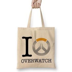 Humuts Love Overwatch Logo Uzun Saplı Açık Bej Bez Çanta