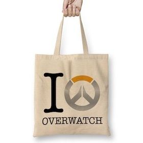 Humuts Love Overwatch Logo Uzun Saplı Açık Bej Bez Çanta
