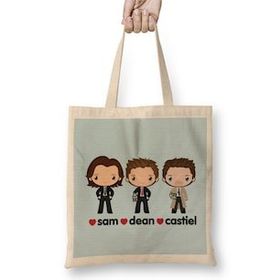 Humuts Love Sam Dean Castiel Supernatural Uzun Saplı Açık Bej Bez Çanta