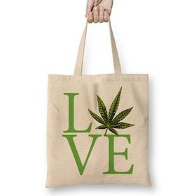 Humuts Love The Marijuana Weed Leaf Funny Cannabis 01 Bez Uzun Saplı Açık Bej Rengi Çanta