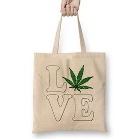 Humuts Love The Marijuana Weed Leaf Funny Cannabis 03 Bez Uzun Saplı Açık Bej Rengi Çanta