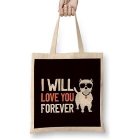 Humuts Love Westie Forever West Highland Terrier Dog Breed Owner Bez Uzun Saplı Açık Bej Rengi Çanta