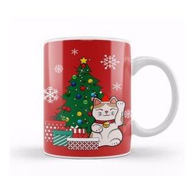 Humuts Lucky Cat Around the Christmas Tree Kupa Bardak