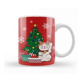 Humuts Lucky Cat Around the Christmas Tree Kupa Bardak