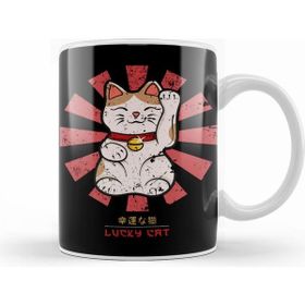 Humuts Lucky Cat Retro Japanese Beyaz Kupa