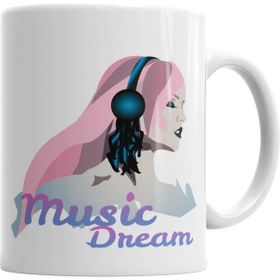 Humuts Luka Music Dream Müzik Beyaz Porselen Kupa Bardak