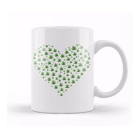 Humuts Marijuana in a Heart Shape Beyaz Kupa