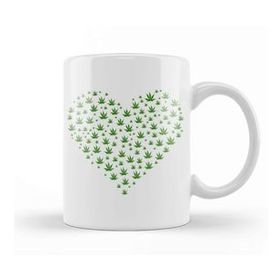 Humuts Marijuana in a Heart Shape Beyaz Kupa