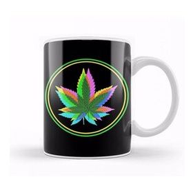 Humuts Marijuana Weed Leaves Psychedelic Neon Colored Beyaz Kupa