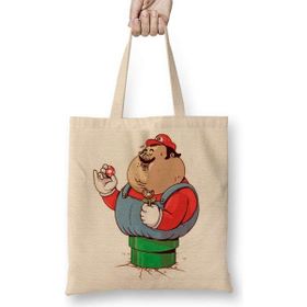 Humuts Mario Bros Branca Açık Bej Uzun Saplı Bez Çanta