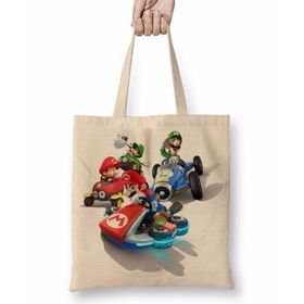 Humuts Mario Kart Açık Bej Uzun Saplı Bez Çanta