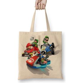 Humuts Mario Kart Açık Bej Uzun Saplı Bez Çanta