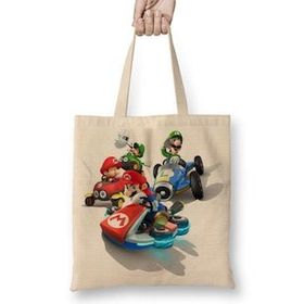 Humuts Mario Kart Açık Bej Uzun Saplı Bez Çanta
