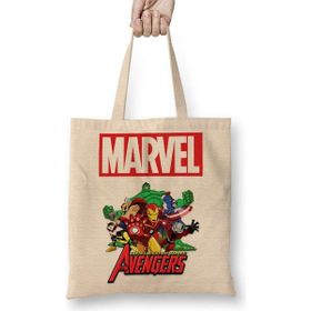Humuts Marvel Avengers 01 Açık Bej Uzun Saplı Bez Çanta