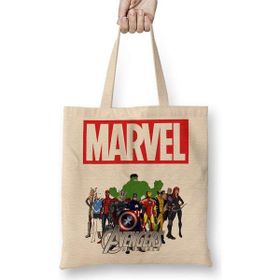 Humuts Marvel Avengers 02 Açık Bej Uzun Saplı Bez Çanta
