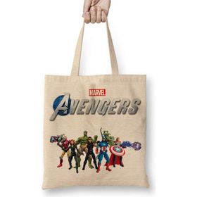 Humuts Marvel Avengers 06 Açık Bej Uzun Saplı Bez Çanta