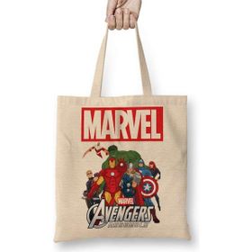 Humuts Marvel Avengers Açık Bej Uzun Saplı Bez Çanta