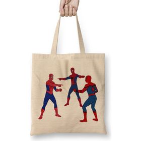 Humuts Marvel Spiderman Açık Bej Uzun Saplı Bez Çanta