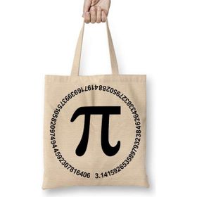 Humuts Matematik Daire Pi Sayısı Bez Uzun Saplı Açık Bej Rengi Çanta