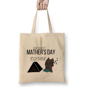 Humuts Mathers Day 2021 Our Furst Mather's Day Together Bez Uzun Saplı Açık Bej Rengi Çanta