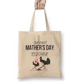 Humuts Mathers Day 2021 Our Furst Mather's Day Together Bez Uzun Saplı Açık Bej Rengi Çanta