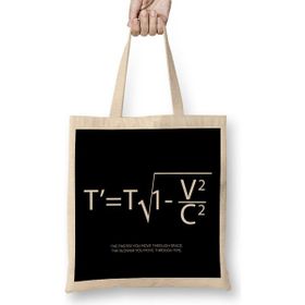 Humuts Maths And Science Einstein Theory Of Special Relativity Bez Uzun Saplı Açık Bej Rengi Çanta
