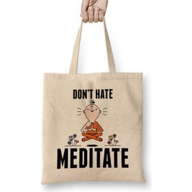 Humuts Meditating Monk Cute & Funny Don't Hate Meditate Meditation Bez Kadın Günlük Çanta