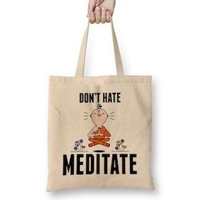 Humuts Meditating Monk Cute & Funny Don't Hate Meditate Meditation Bez Kadın Günlük Çanta