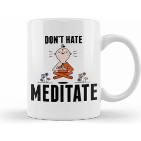 Humuts Meditating Monk Cute Funny Dont Hate Meditate Meditation Kupa