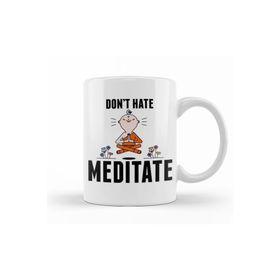 Humuts Meditating Monk Cute Funny Dont Hate Meditate Meditation Kupa