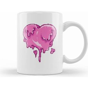 Humuts Melting Heart Pixel Art Beyaz Porselen Kupa Bardak