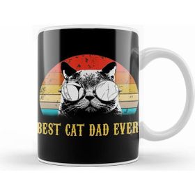 Humuts Mens Best Cat Dad Ever Funny Cat Dad Father Vintage Gift Beyaz Porselen Kupa Bardak