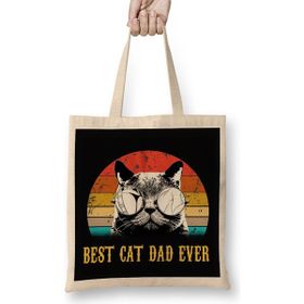 Humuts Mens Best Cat Dad Ever Funny Cat Dad Father Vintage Gift Bez Kadın Günlük Çanta
