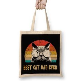 Humuts Mens Best Cat Dad Ever Funny Cat Dad Father Vintage Gift Bez Kadın Günlük Çanta