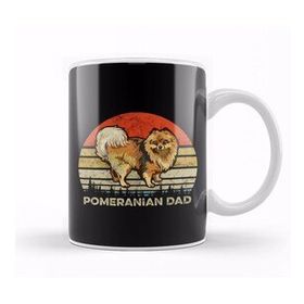 Humuts Mens Best Pomeranian Dad Ever Retro Vintage Dog Dad Father’s Day Köpek Beyaz Porselen Kupa Bardak