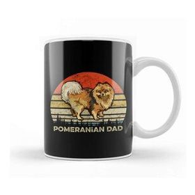 Humuts Mens Best Pomeranian Dad Ever Retro Vintage Dog Dad Father’s Day Köpek Beyaz Porselen Kupa Bardak