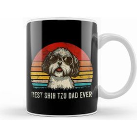 Humuts Mens Best Shih Tzu Dad Ever Funny Shih Tzu Dad Gift Dog Lover Beyaz Porselen Kupa Bardak