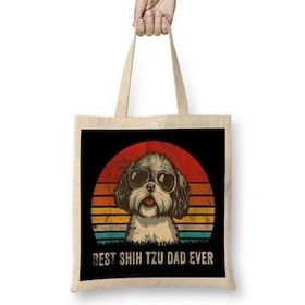 Humuts Mens Best Shih Tzu Dad Ever Funny Shih Tzu Dad Gift Dog Lover Bez Kadın Günlük Çantavvvvvvv